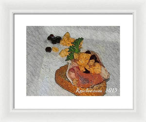 Balsamic caviar and cantaloupe - Framed Print