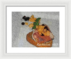 Balsamic caviar and cantaloupe - Framed Print