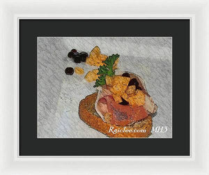 Balsamic caviar and cantaloupe - Framed Print