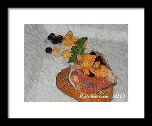 Balsamic caviar and cantaloupe - Framed Print