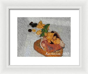 Balsamic caviar and cantaloupe - Framed Print