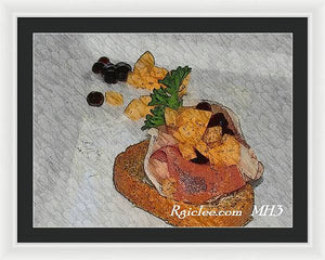 Balsamic caviar and cantaloupe - Framed Print