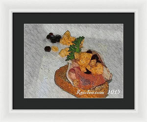 Balsamic caviar and cantaloupe - Framed Print