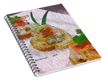 Load image into Gallery viewer, Crab on crostini - Spiral Notebook