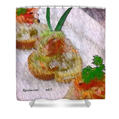 Crab on crostini - Shower Curtain