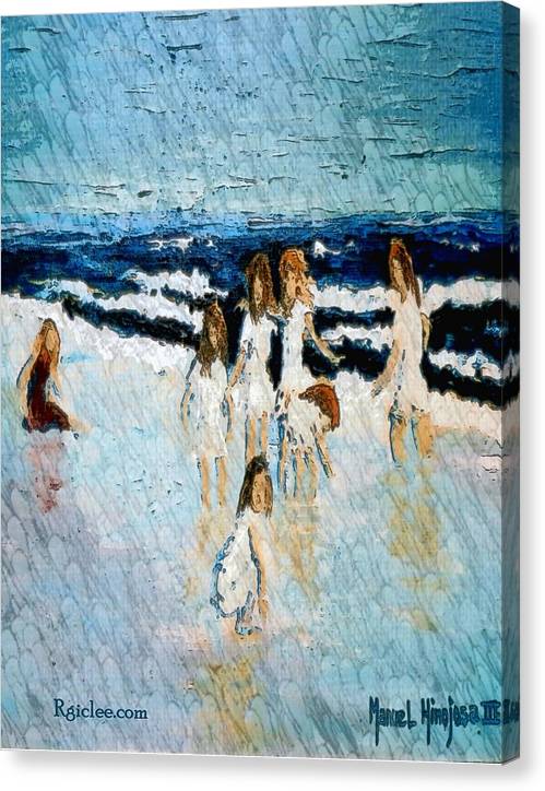 Family at the beach - Canvas Print