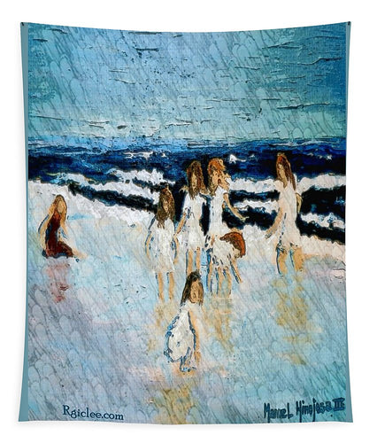 Family at the beach - Tapestry