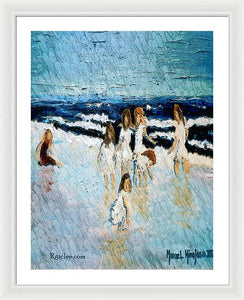 Family at the beach - Framed Print