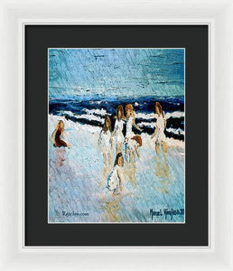 Family at the beach - Framed Print